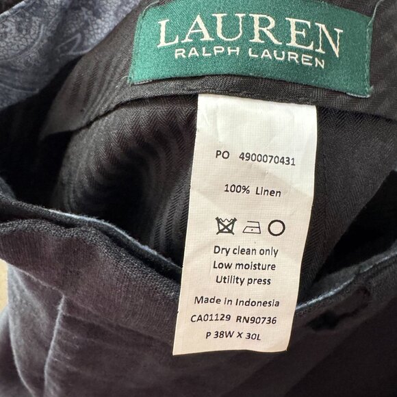 Ralph Lauren Mens Linen Dress Pants Size 38x30 Flat Front Classic Fit Old Money - Picture 5 of 7